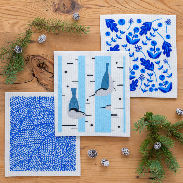 Swedish Dishcloth Set of 3, Winter