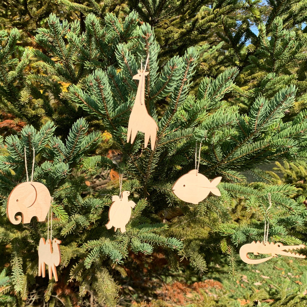Laser Cut Wood Ornament Set