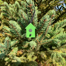 Wood Bird House Ornament