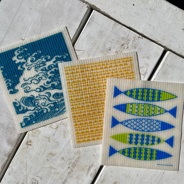 Swedish Dishcloth Set of 3, Summer By The Sea