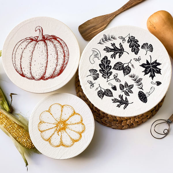 Three Piece Bowl Covers Set, Fall