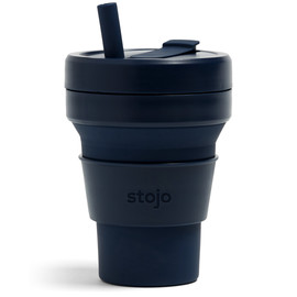 16oz Collapsible Silicone Cup with Straw