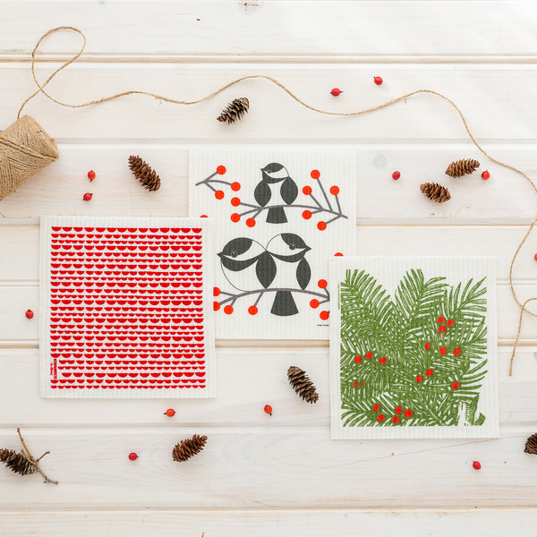 Swedish Dishcloth Set of 3, Holiday