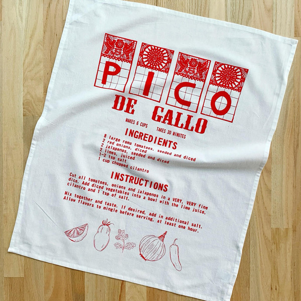 Natural Cotton Tea Towel, Pico De Gallo