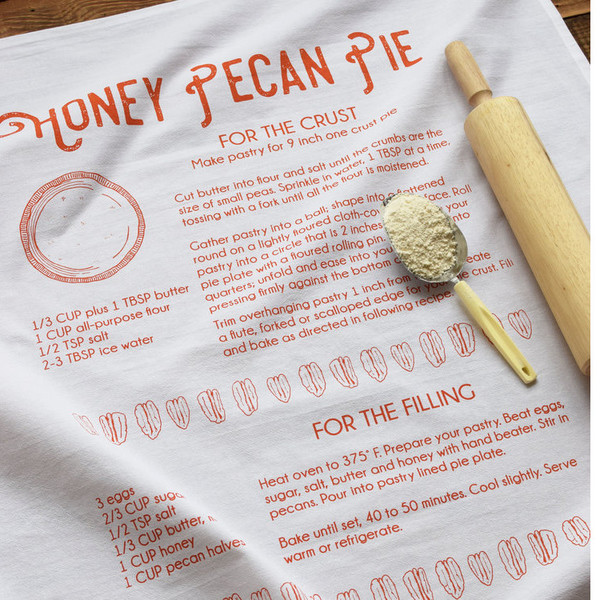 Natural Cotton Tea Towel, Honey Pecan Pie